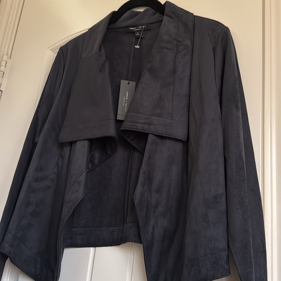 NWT Romeo & Juliet Couture Navy Faux Suede Women's Jacket Size L - Picture 3 of 7